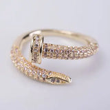 Gold & Crystal Pave Nail Ring