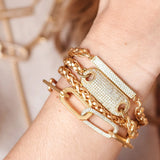 Loni Paul Gold Matte Double Wrap Bracelet or Single Wrap Necklace w/ Pave Connector