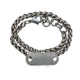 Loni Paul Matte Silver Double Wrap Bracelet or Single Necklace w/ Pave Connector