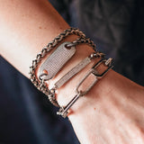 Loni Paul Matte Silver Double Wrap Bracelet or Single Necklace w/ Pave Connector