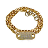 Loni Paul Gold Matte Double Wrap Bracelet or Single Wrap Necklace w/ Pave Connector